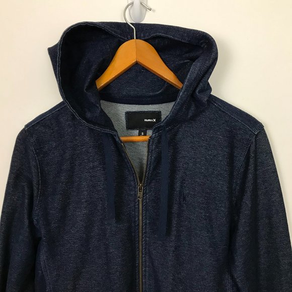Hurley Other - Hurley Men Small Full Zip Blue Denim Hoodie Jacket